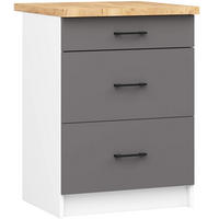 UNTERSCHRANK Weiß, Graphit Grau 85/60/46 - Dunkelgrau/Weiß, Holzwerkstoff (60/85/46cm) - RAUMHIRSCH FURNITURE