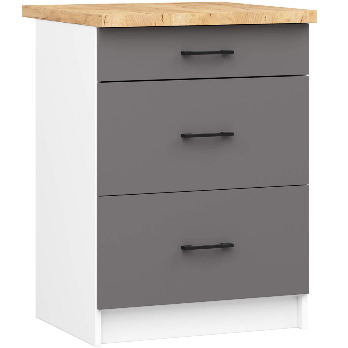 UNTERSCHRANK Weiß, Graphit Grau 85/60/46 - Dunkelgrau/Weiß, Holzwerkstoff (60/85/46cm) - RAUMHIRSCH FURNITURE