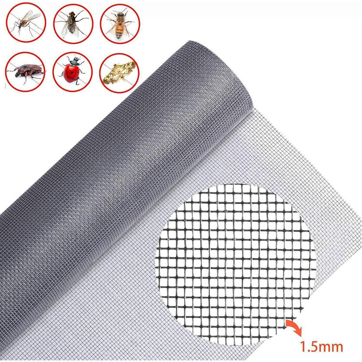 FLIEGENNETZ Meterware 120 x 250 cm Grau - Grau, Kunststoff (32/2.5/23cm)