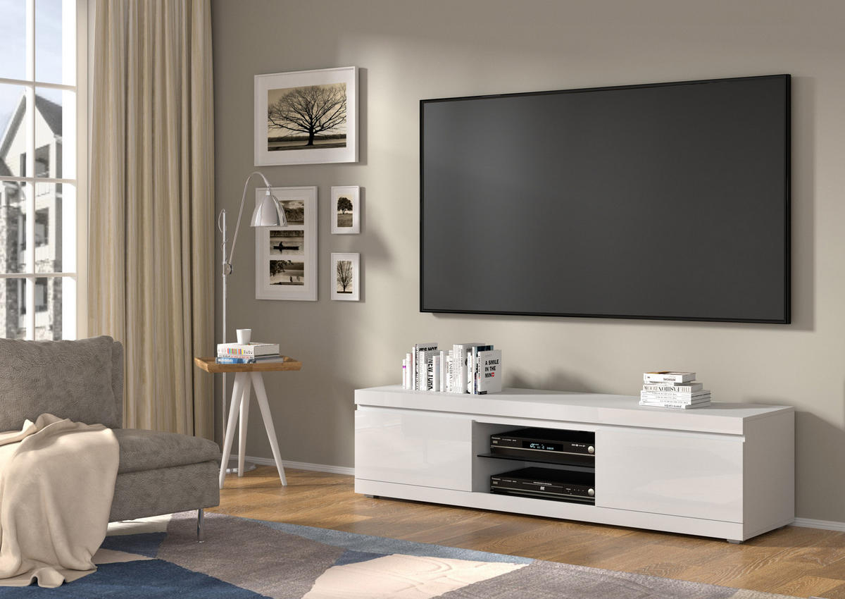 TV LOWBOARD Weiß Hochglanz 180/46/40 - Weiß Hochglanz, Holzwerkstoff (180/46/40cm) - RAUMHIRSCH FURNITURE