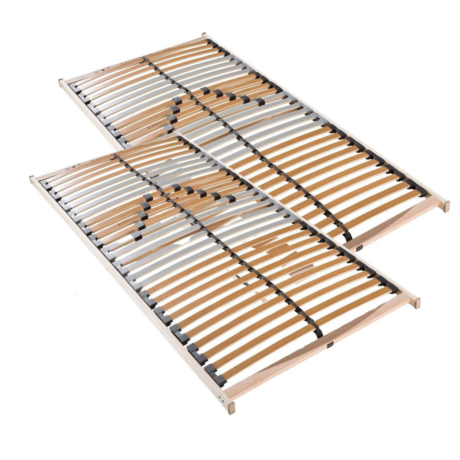 LATTENROST 160x200 cm vormontiert 28 Latten 5-Zonen belastbar ca. 150 Kg Birkenschichtholz - Braun, Holz (160/200cm) - Sleepneo