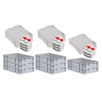 EUROBOX 8x Nextgen Economy Mit Scharnierdeckel Grau/Rot Griffe Geschlossen 23 Liter - Rot, Kunststoff (40/12/60cm) - PROREGAL