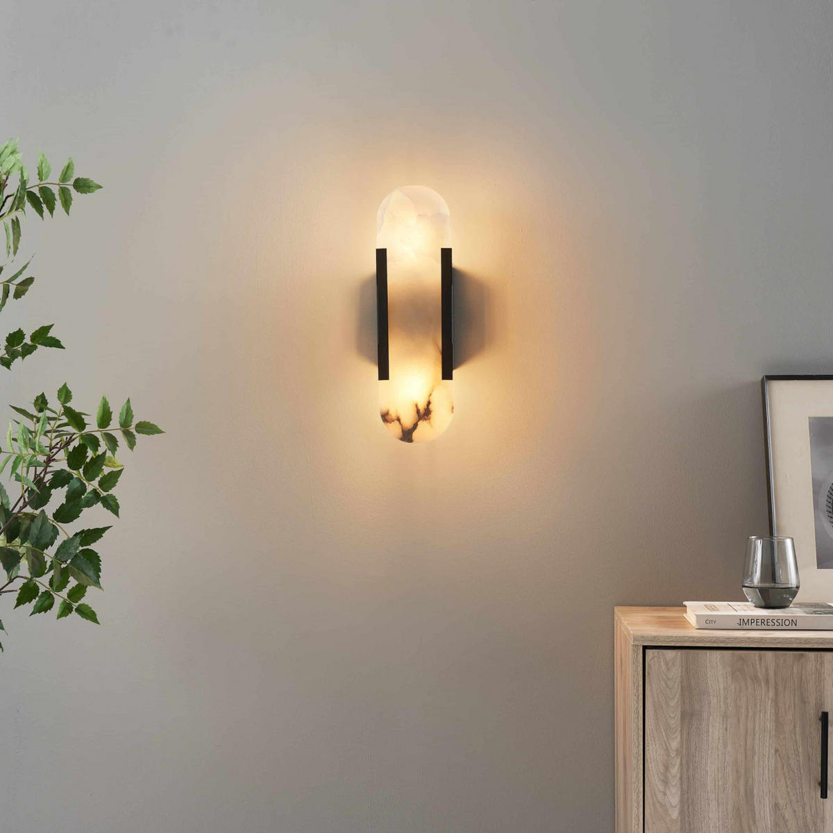 WANDLEUCHTE Enola, Schwarz und weiß, 35.5cm - Weiß, Metall (10/35.5/8cm) - KOSILUM