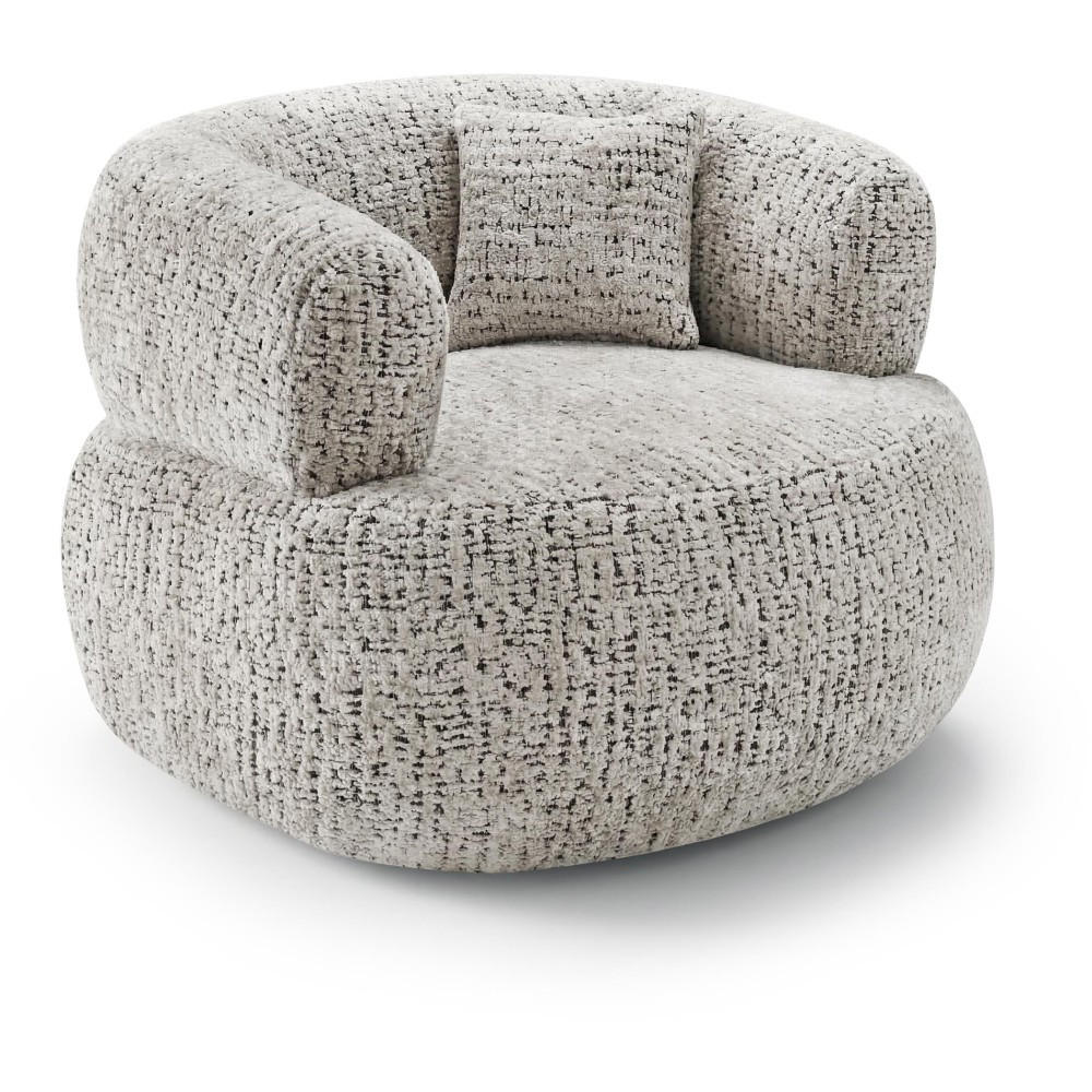 SESSEL Laila, Drehsessel mit runder Form, Beige, Geflecht-Stoff - Beige, Textil (95/75/97cm) - Beautysofa