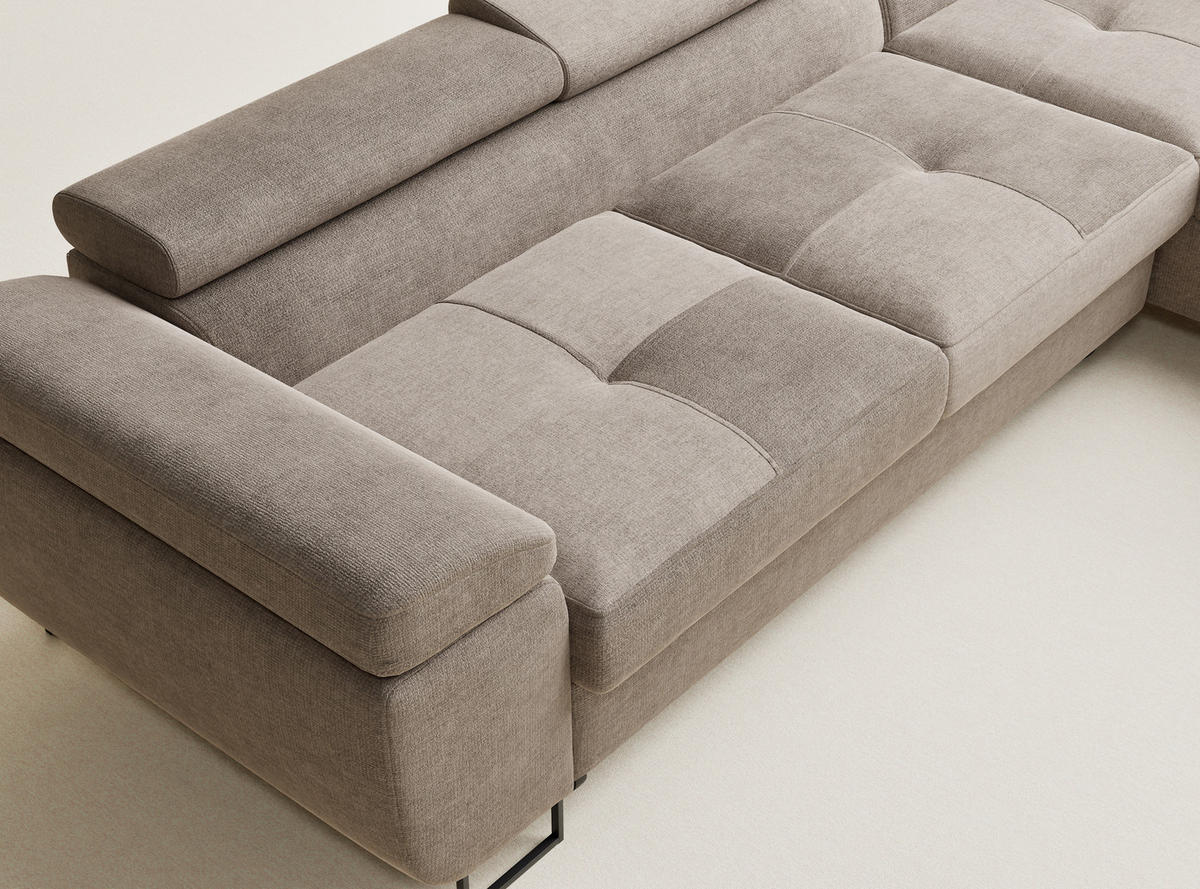 ECKSOFA Concord Grau braun Chenille-Stoff - Rechts Seite - Graubraun/Schwarz, Holz/Holzwerkstoff (277/203cm) - Maison de Reve