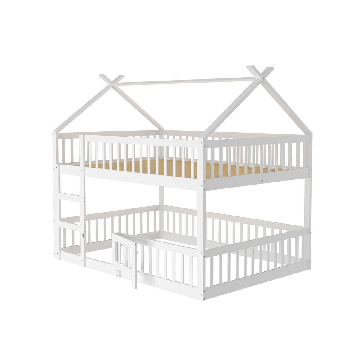 ETAGENBETT mit Treppe 140x200 cm Holz Weiß - Weiß, Holzwerkstoff (140/200cm) - Beauniv