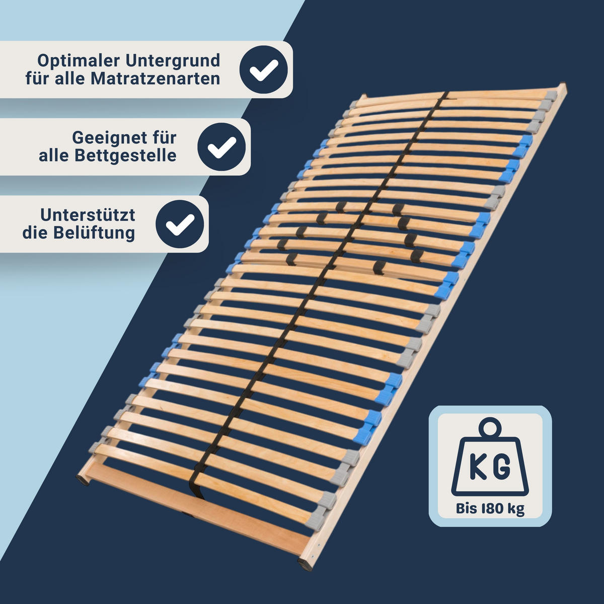 LATTENROST Madera, 7 Zonen, zur Selbstmontage, Größe: 90x220 - Braun, Holz (90/220cm) - Betten-ABC