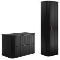 BADMÖBEL-SET 2-tlg Schwarz matt 80/51/41 cm & 35/139/31 cm - Schwarz, Holzwerkstoff (80.4/51.7/41.5cm) - Rodan