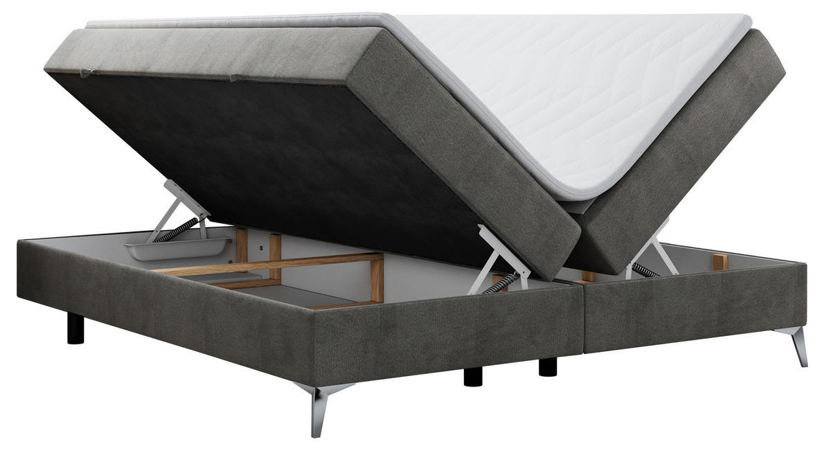 BOXBETT LESS 180/200 Dunkelgrau Velvet - H3 - Dunkelgrau, Holz/Textil (180/200cm) - MKS