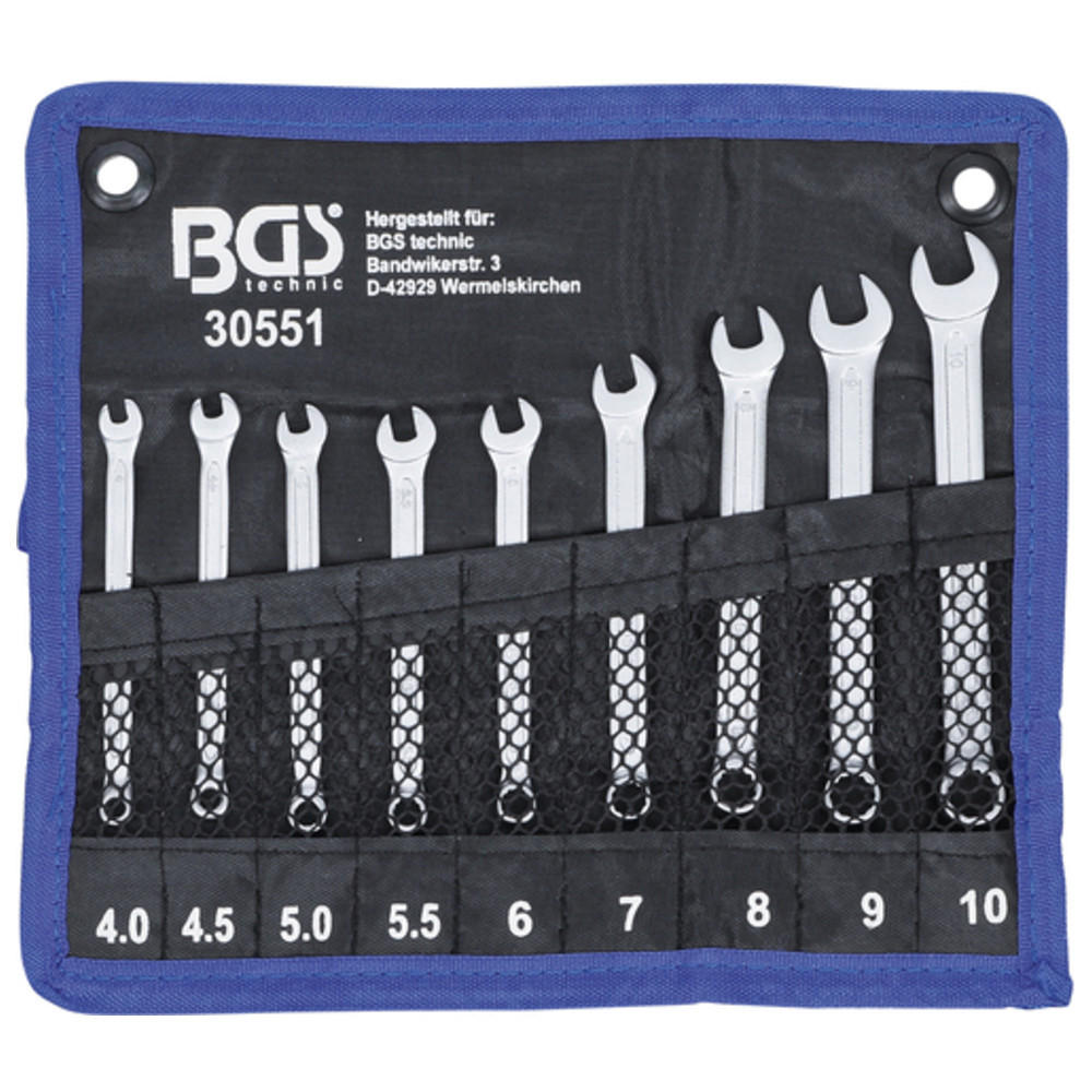 RING-MAULSCHLÜSSEL-SATZ SW 4-10 mm 9-tlg. - Multicolor, Kunststoff (300/230/25cm) - BGS technic