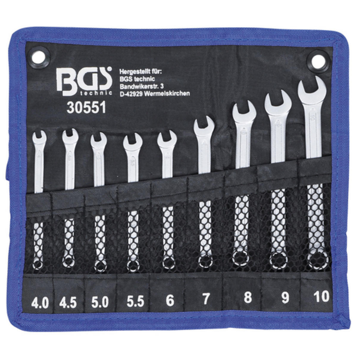 RING-MAULSCHLÜSSEL-SATZ SW 4-10 mm 9-tlg. - Multicolor, Kunststoff (300/230/25cm) - BGS technic