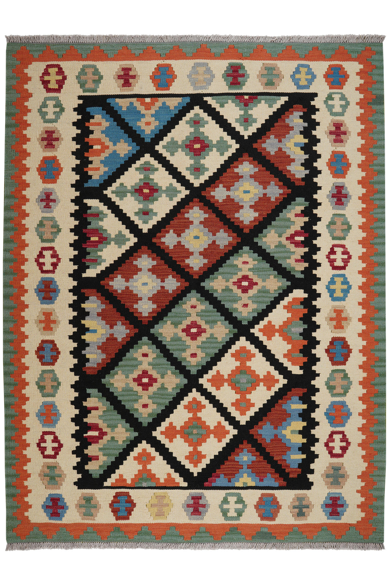 HANDWEBTEPPICH Kelim Gashgai Schwarz 199/151 cm Schurwolle - Schwarz, Textil (151/199cm) - Looma