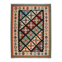 HANDWEBTEPPICH Kelim Gashgai Schwarz 199/151 cm Schurwolle - Schwarz, Textil (151/199cm) - Looma