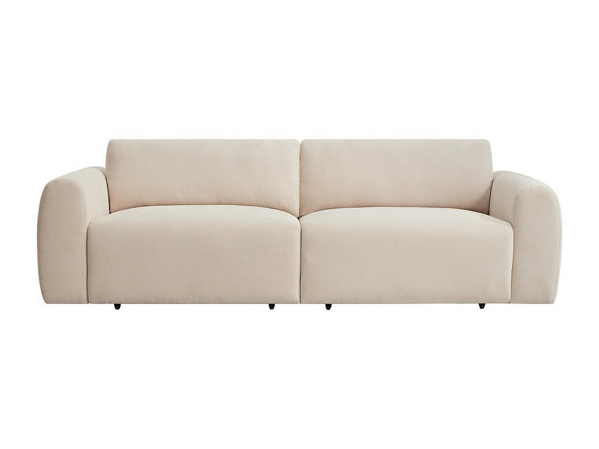 SOFA 4-Sitzer mit elektrisch ausziehbarer Sitzfläche – Feincord-Samt Beige – PASTARO - Beige, Textil (242/75/109cm) - Vente-Unique