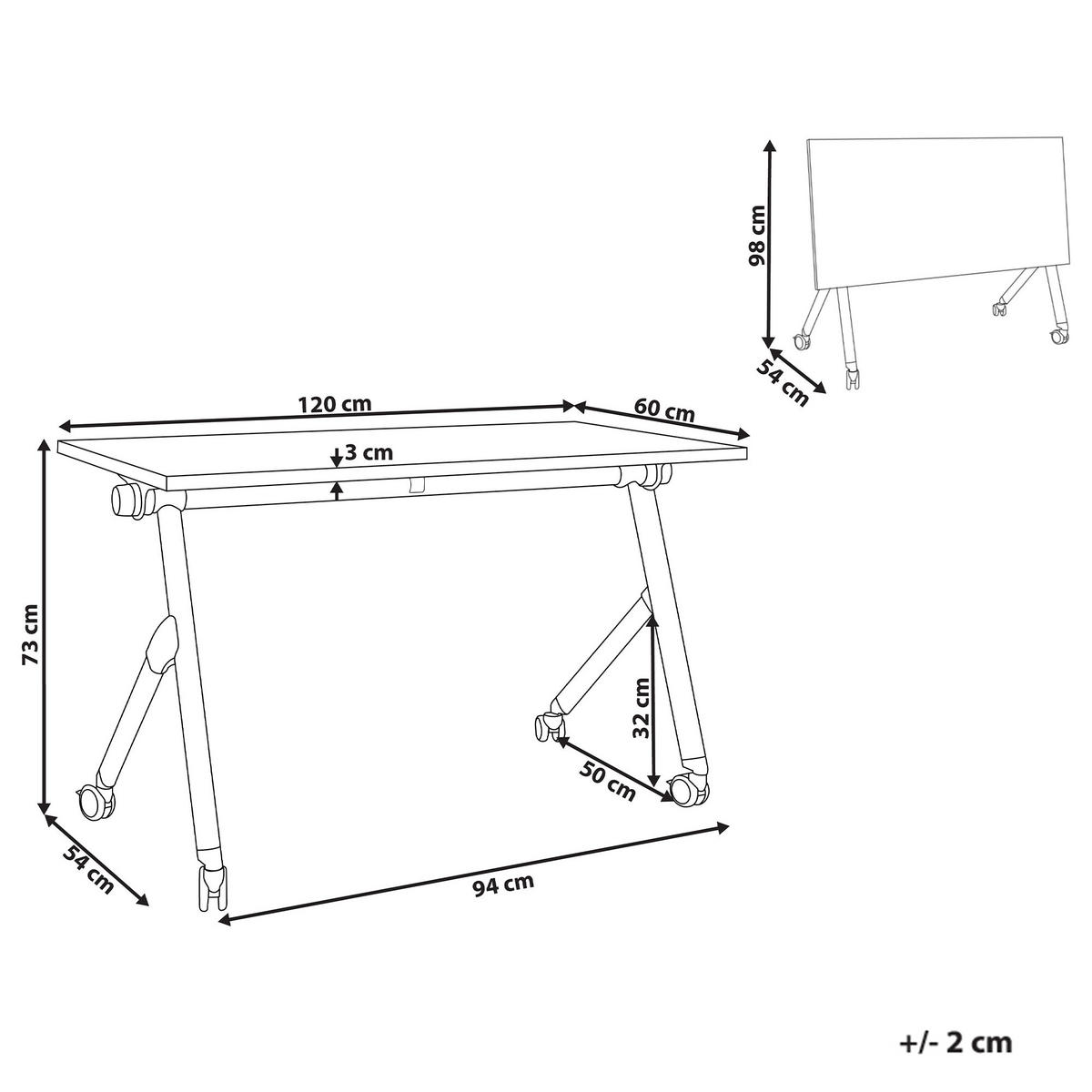 PSACÍ STŮL Skládací Hnědý 120/60 cm Bendi - bílá/hnědá, kompozitní dřevo (60/120/73cm) - Beliani