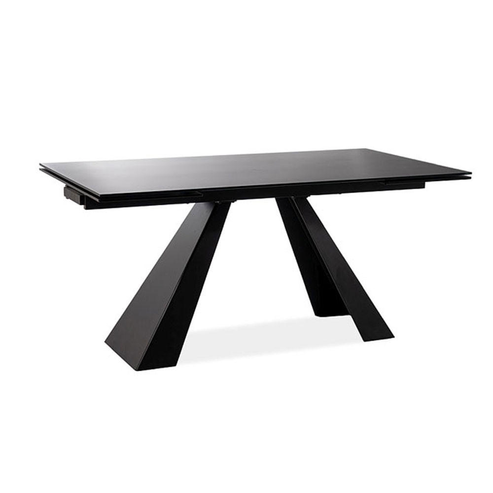 ESSTISCH Salvadore schwarz 160 / 90 / 76cm - Schwarz, Glas/Holz (90/160/76cm) - Feldmann-Wohnen