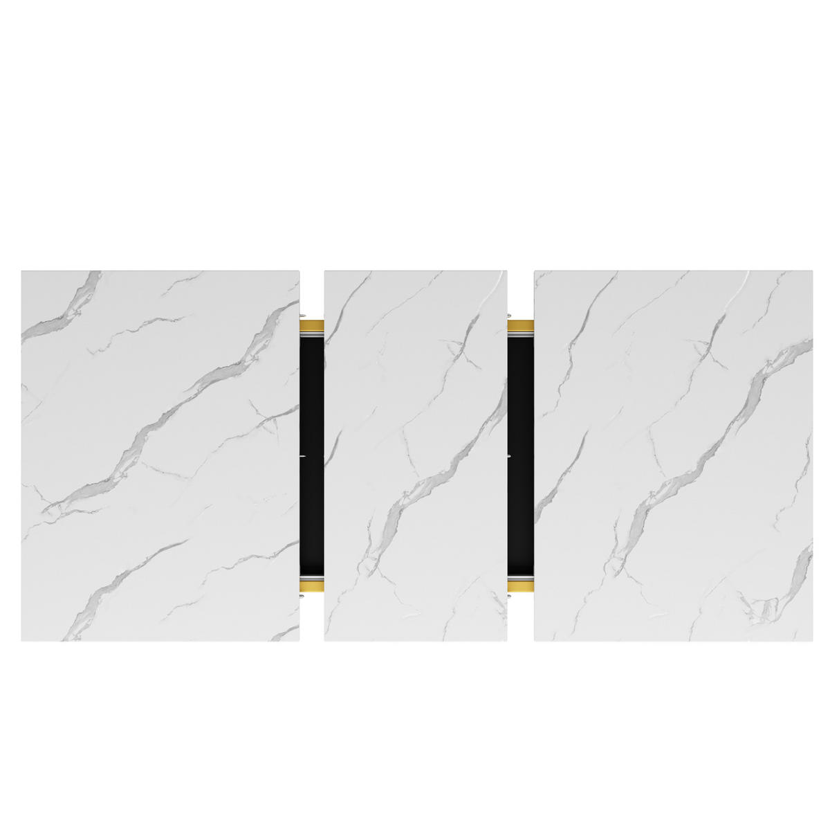 AUSZIEHBARER Esstisch MDF mit Marmormuster & Metallgestell, 120-160/80/75,4 cm, Schwarz - Schwarz, Holzwerkstoff (160/80/75.4cm) - Redom
