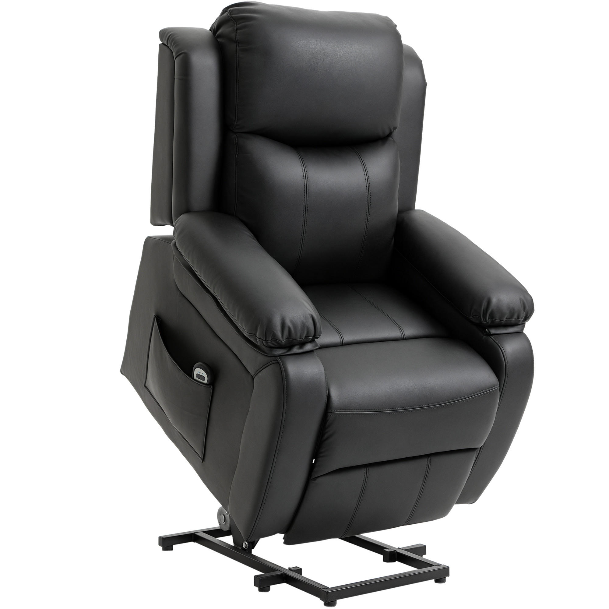 RELAXSESSEL DE-15442 elektrisch verstellbar mit Aufstehhilfe Schwarz - Schwarz, Leder (76/105/90cm) - ComfortXL