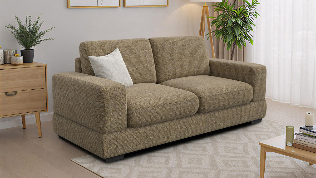 SOFA OTTO 3-Sitzer, taupe - Taupe/Schwarz, Holz/Textil (201/89/98cm) - Courtois Laville