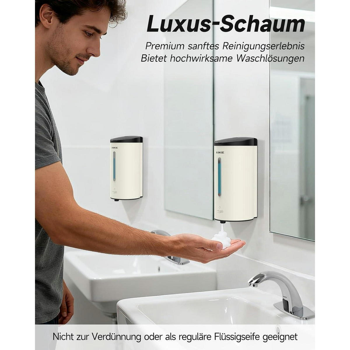 SCHAUMSEIFENSPENDER AIKE FoamCore Wandmontage 750ML Edelstahl Matt Weiß - Weiß, Metall (10.9/10.8/22.1cm)
