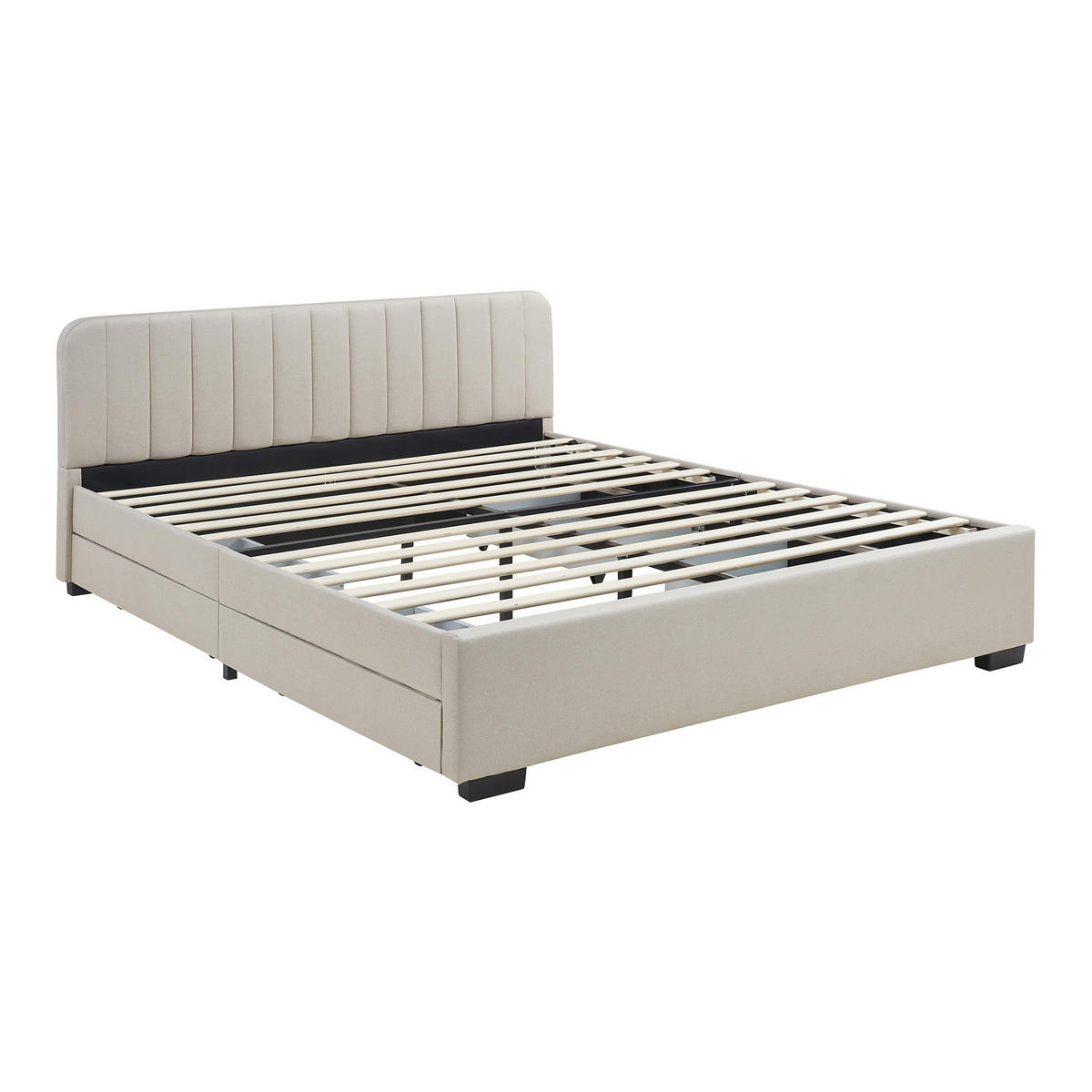 POLSTERBETT Nofrenna - Beige/Schwarz, Holzwerkstoff/Kunststoff (160/200cm) - [en.casa]