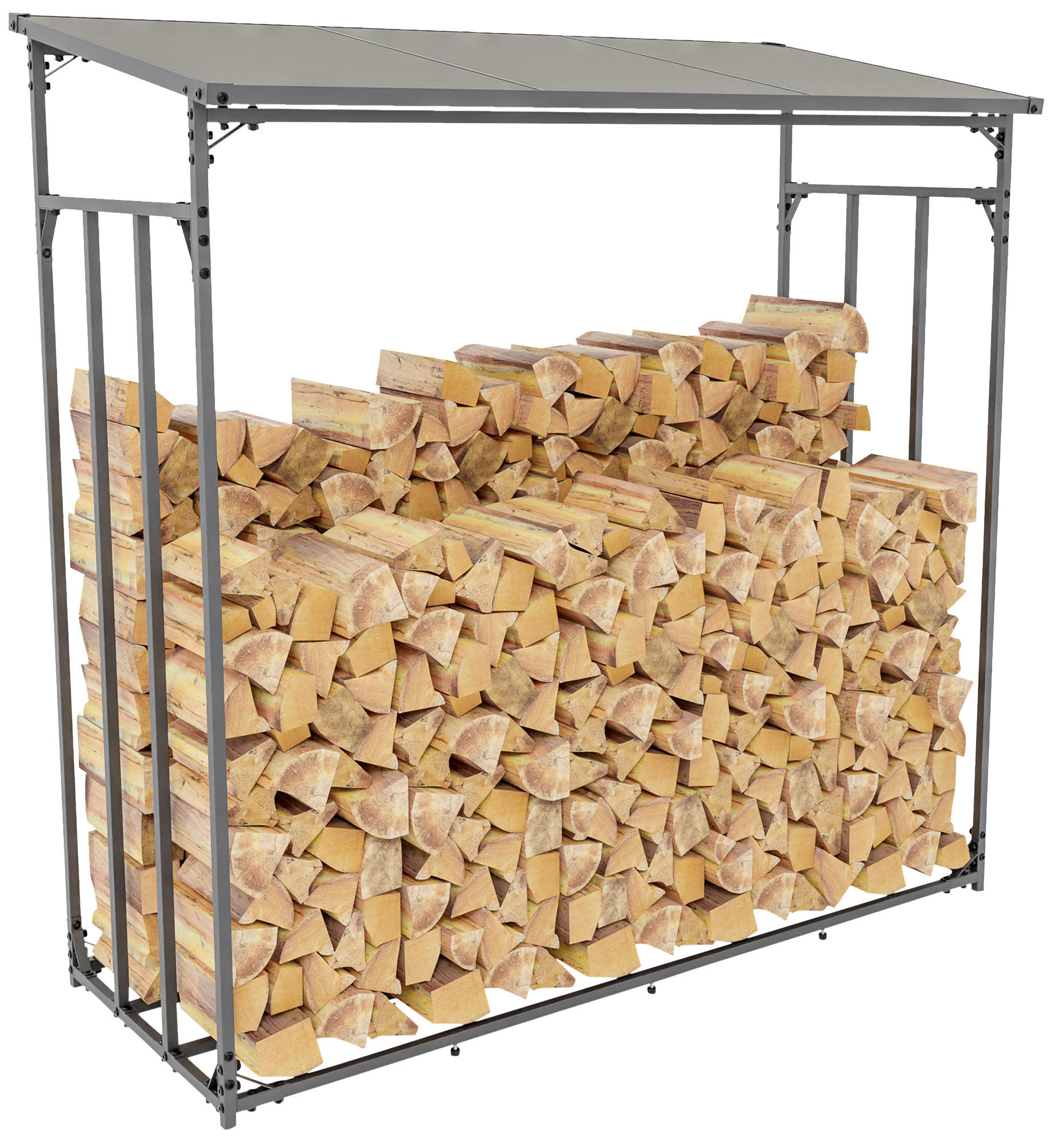 KAMINHOLZREGAL 165/70/165 cm Metall anthrazit - Anthrazit/Schwarz, Metall (165/165/70cm) - CLP