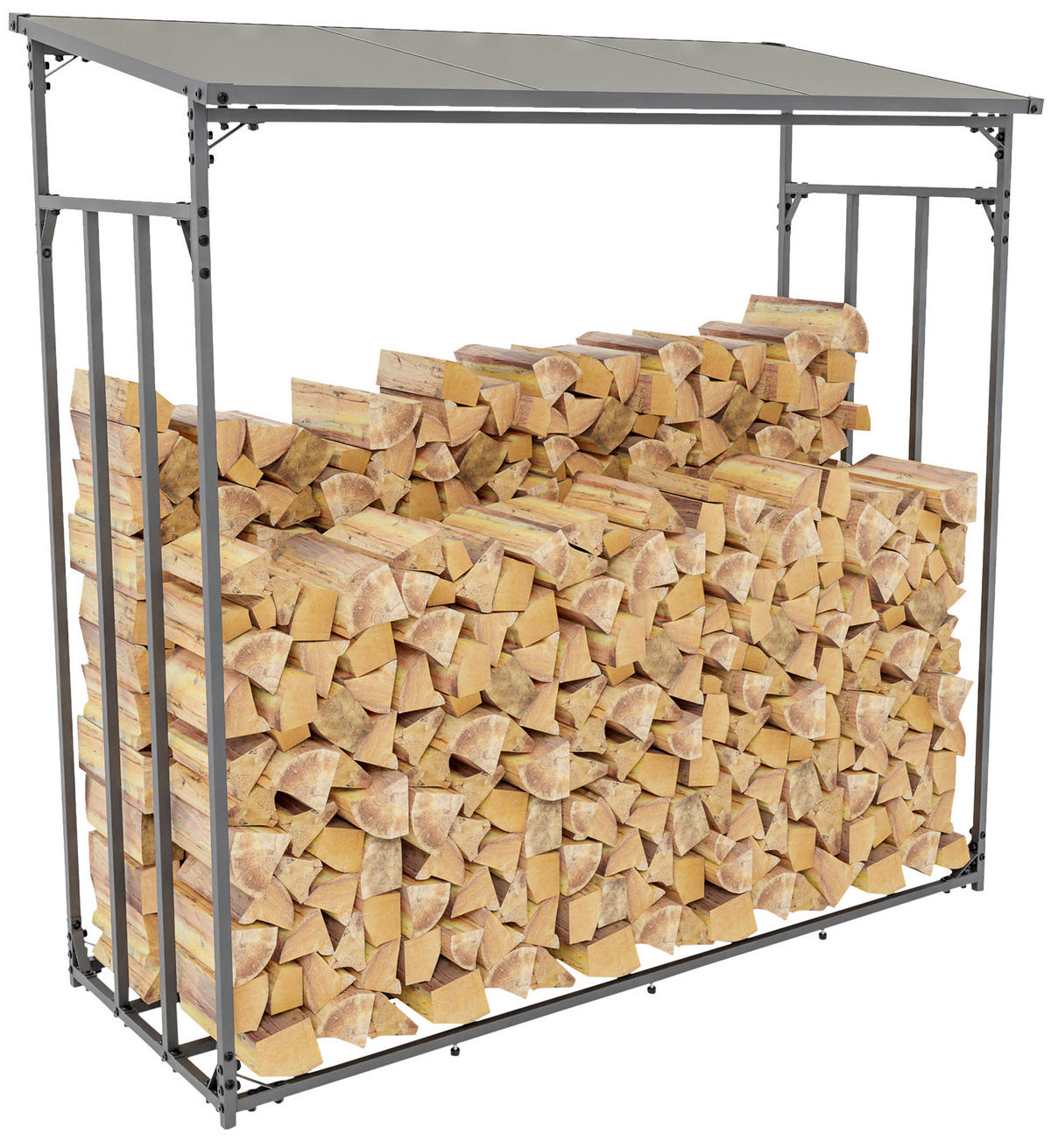 KAMINHOLZREGAL 165/70/165 cm Metall anthrazit - Anthrazit/Schwarz, Metall (165/165/70cm) - CLP