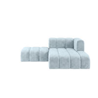 CHAISELONGUE Modulare Mit Hocker, Velvet-Stoff Riviera, Babyblau, Rechts, GRAND - Hellblau, Holz (204/179cm) - Kaiser Möbel