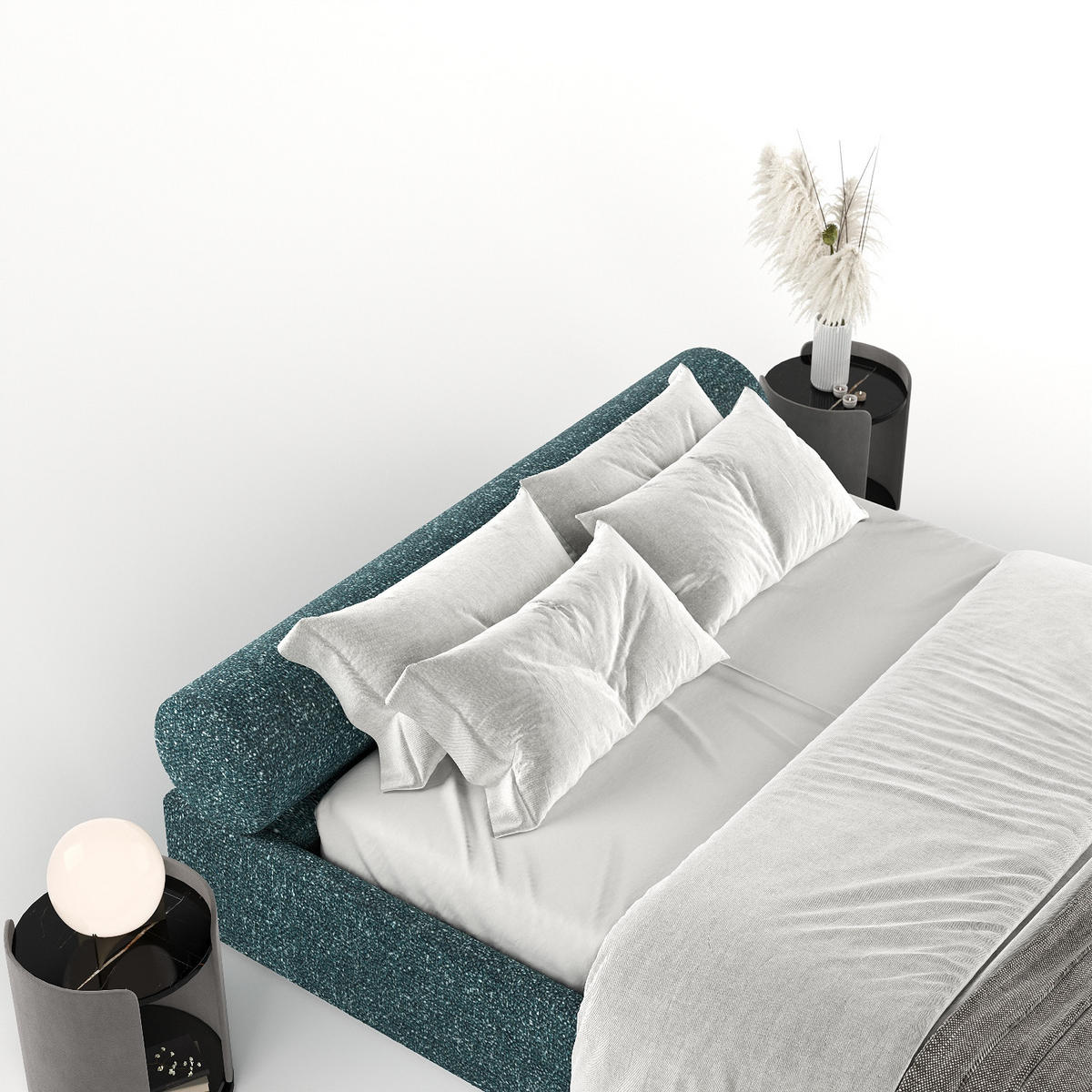 POLSTERBETT Solvo mit Stauraum 200/200 cm Grün im Blur Stoff - Schwarz/Naturfarben, Holz/Holzwerkstoff (200/200cm) - AltaBeds