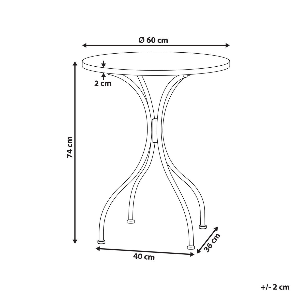 GARTENTISCH Weiß Spello - Rot/Weiß, Metall (60/60/74cm) - Beliani
