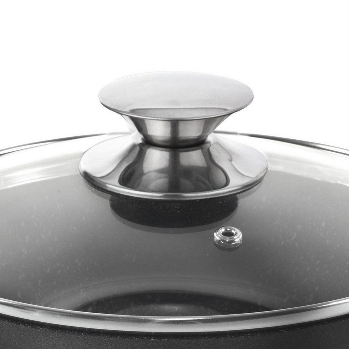 GRANITTOPF Grande mit Glasdeckel schwarz - Schwarz, Metall (4cm) - Orion 
