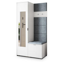 GARDEROBENSCHRANK VIRA 95/181/51 cm Modern Garderobe-Set Weiß - Weiß/Grau, Holzwerkstoff (95/181/51cm) - MASSENO