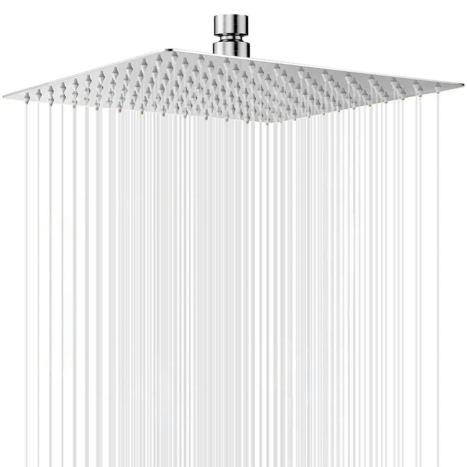REGENDUSCHE 30 cm Quadratisch Edelstahl Silber Anti-Kalk-Düsen Hochdruck - Silberfarben, Metall (30.5/12.7/30.5cm)