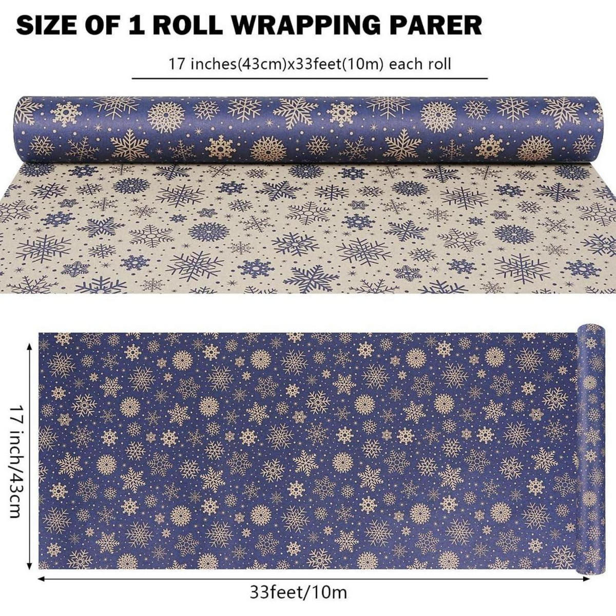 GESCHENKPAPIER Rolle Weihnachten 43 cm x 10 m Dunkelblau Braun - Multicolor, Papier (43/0.1/1000cm)