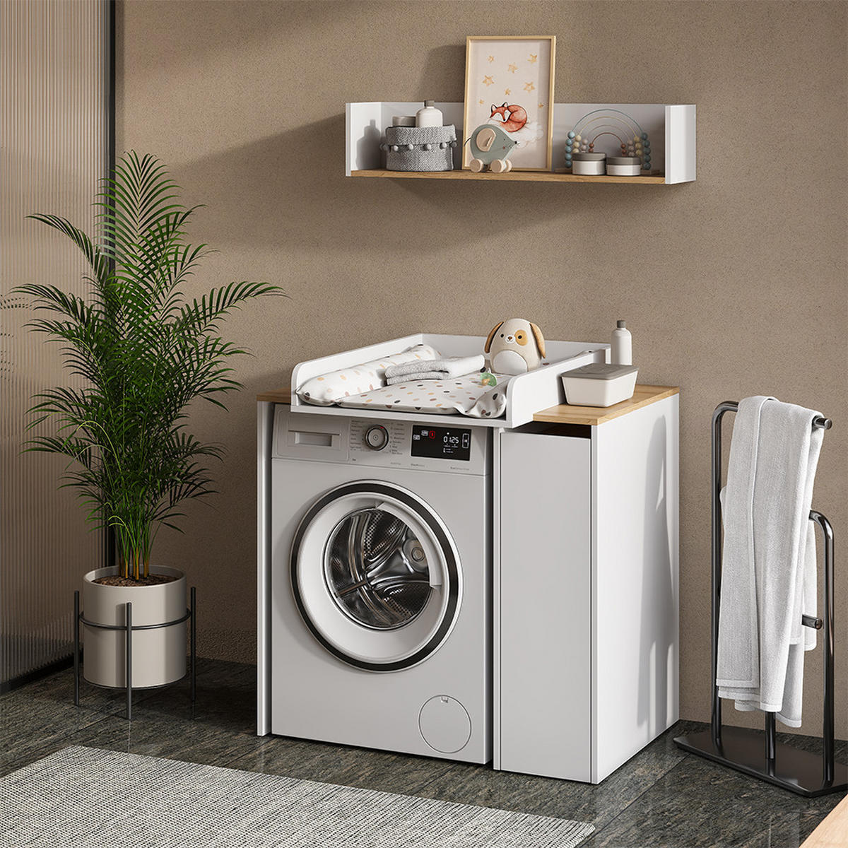 SKŘÍŇKA NA PRAČKU Viktor Bílá/Artisan - bílá, kompozitní dřevo (93.6/88.2/60.3cm) - Vicco