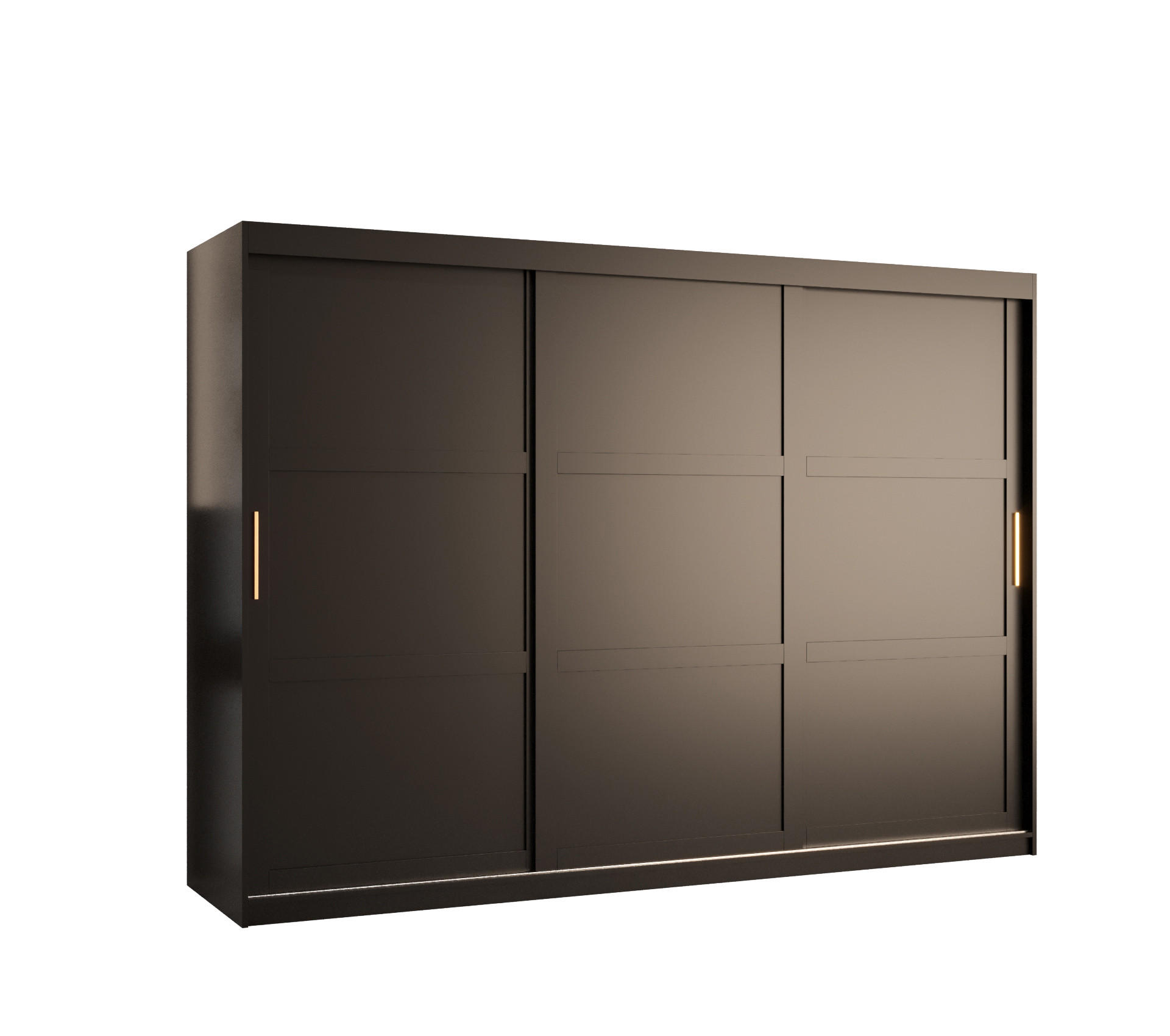 SCHWEBETÜRENSCHRANK 200/250/62 3-türig - Goldfarben/Schwarz, Holz/Kunststoff (250/200/62cm) - Abiks Möbel