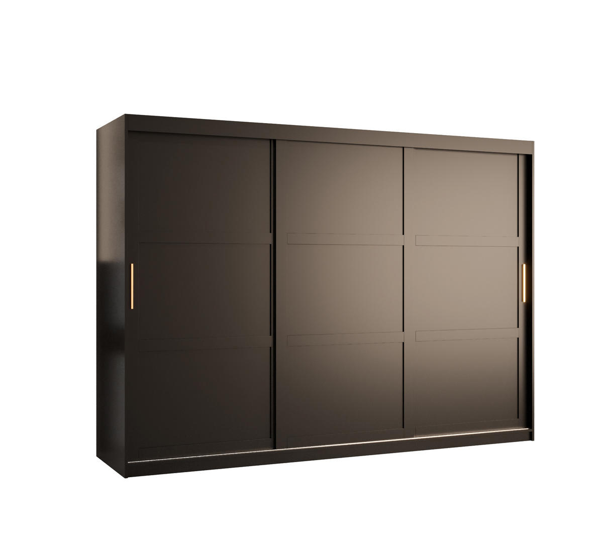 SCHWEBETÜRENSCHRANK 200/250/62 3-türig - Goldfarben/Schwarz, Holz/Kunststoff (250/200/62cm) - Abiks Möbel