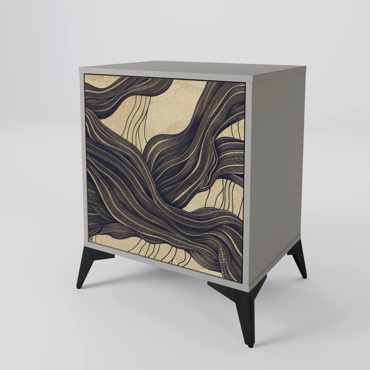 SIDEBOARD UNIFIED FRAGMENTS, Grau, 57,5x42x57,5 cm, Ohne Füße - Multicolor/Grau, Holzwerkstoff (57.5/57.5/42cm) - SpaceRebels