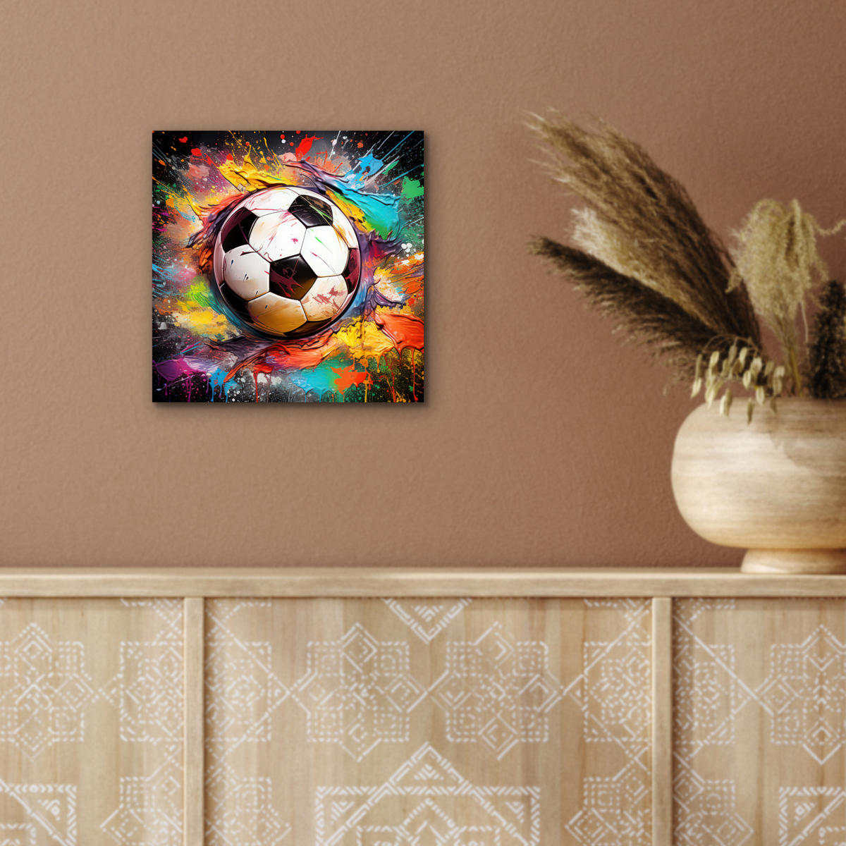 KOVOVÝ OBRAZ Futbal - Farba - Farby - Čierna - Biela 20x20 cm - biela, kov (20/20cm) - MuchoWow