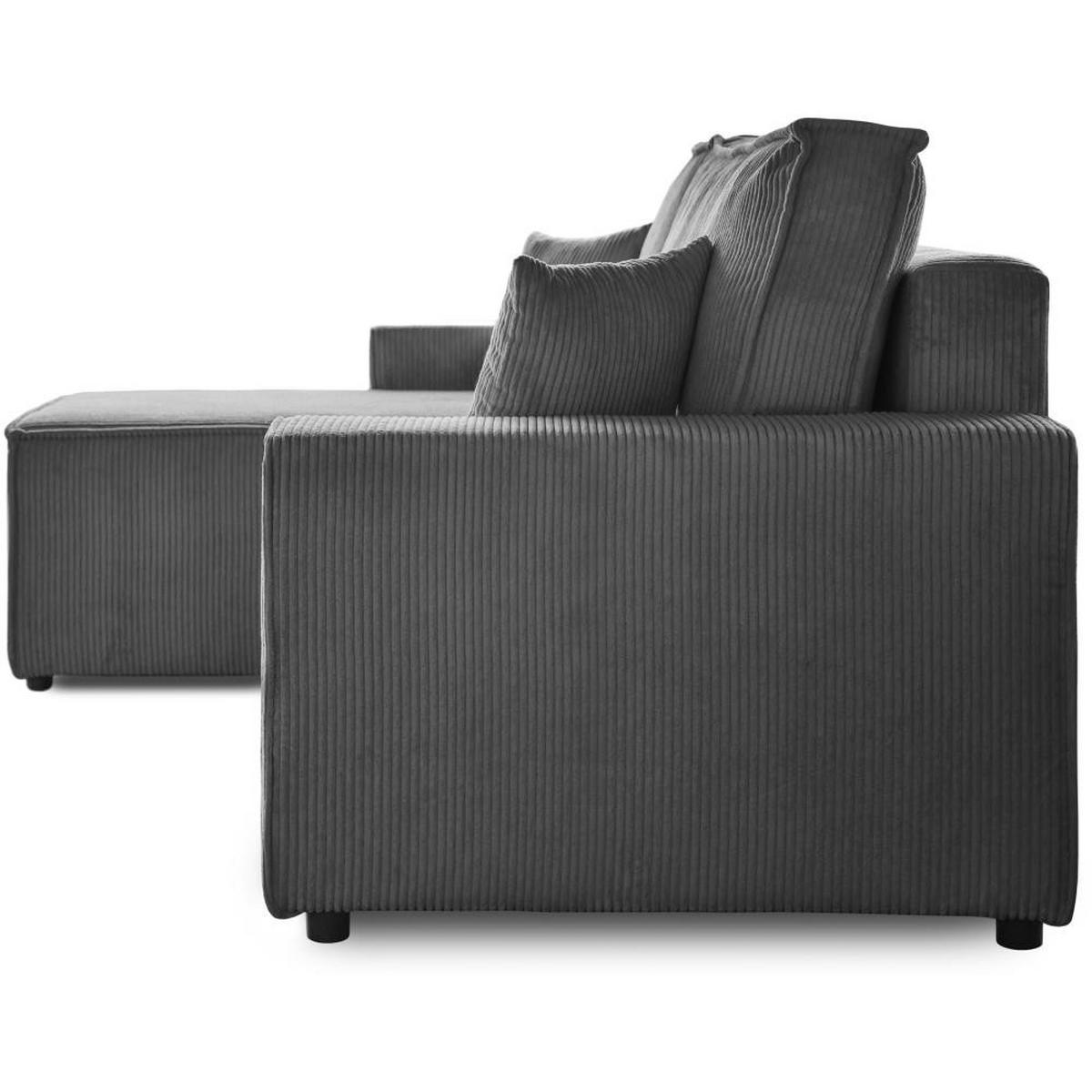 ECKSCHLAFSOFA mit Schlaffunktion Hektor grau - Schwarz/Grau, Kunststoff/Textil (277/152cm) - Beautysofa