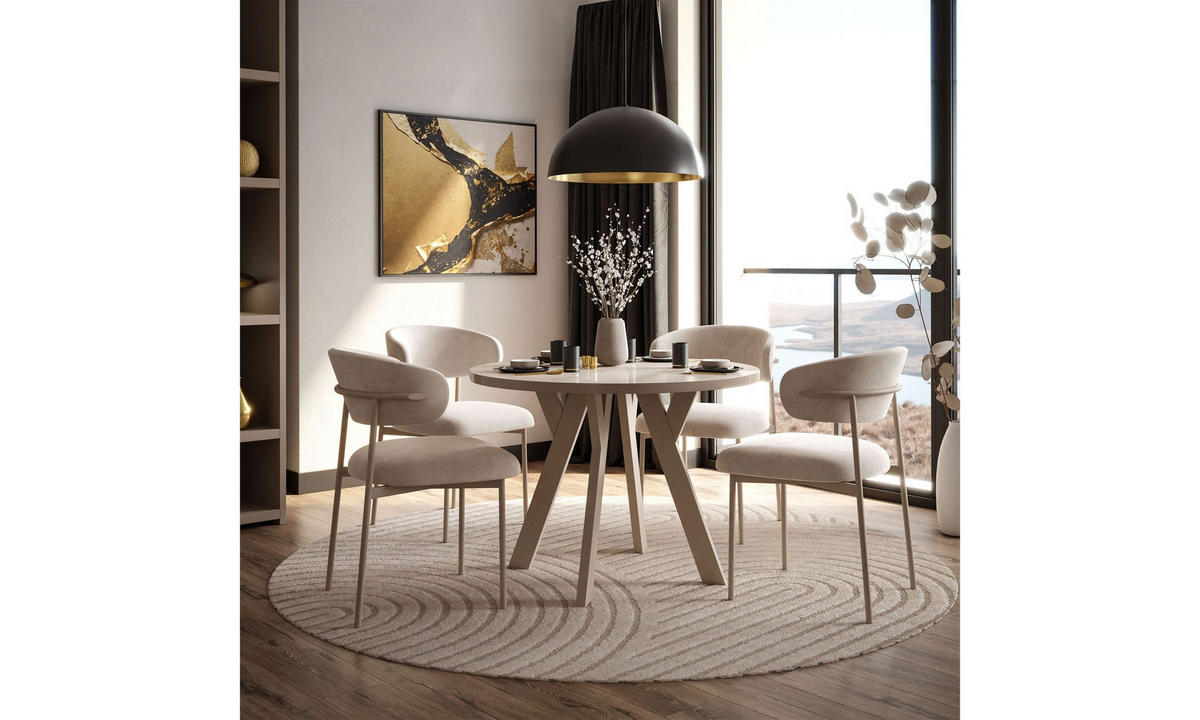 ESSTISCH VOLTA GLOSS 100/100/72,5 cm Tischplatte: Kaschmir Glanz; Gestell: Kaschmir - Kaschmir, Holzwerkstoff/Metall (100/100/72.5cm) - Lookway