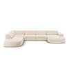PANORAMASOFA links Jodie aus Samt leichtes beige 7 Sitzplätze - Beige, Textil (262/70/364cm) - Micadoni