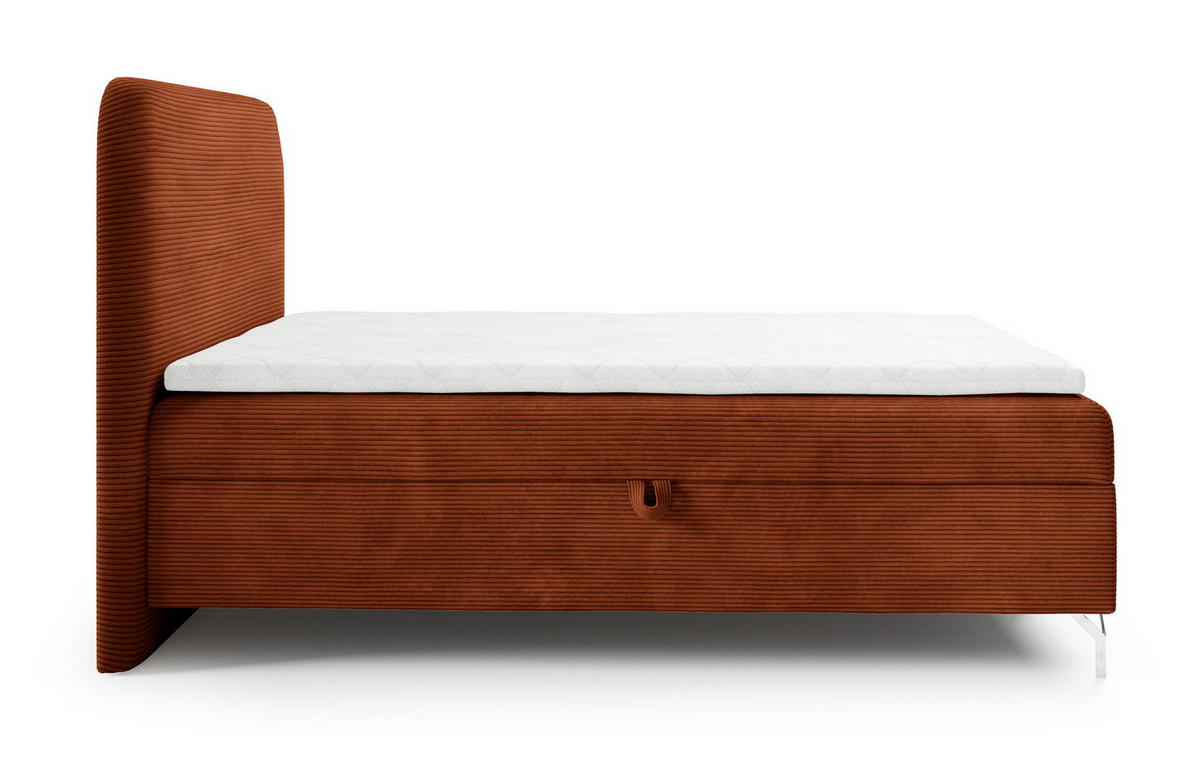 BOXSPRINGBETT mit Matratze H3 160x200 Rotos, Cordstoff, Bettkasten, Orange - Orange, Holz/Textil (160/200cm) - Emporius