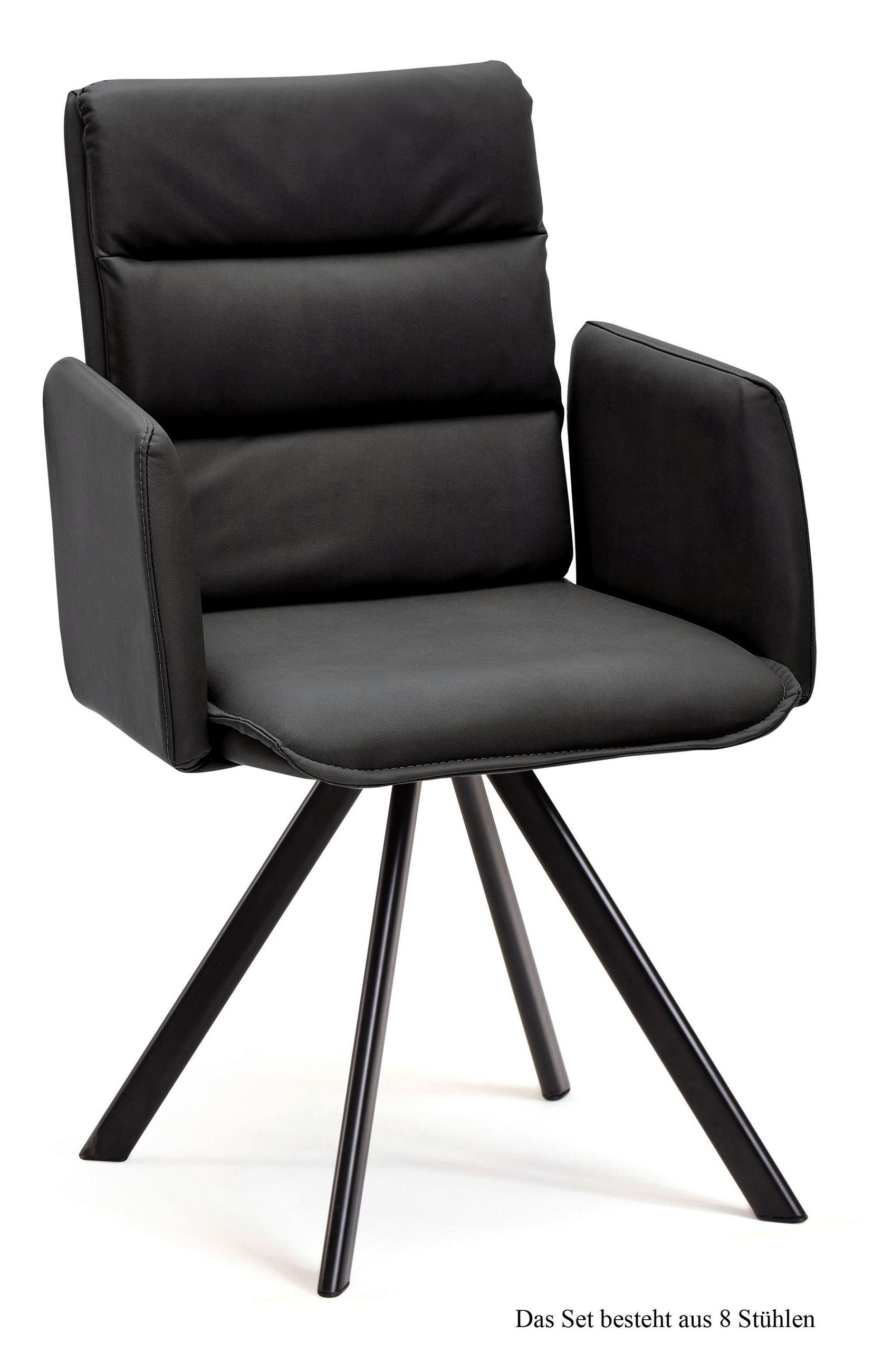ARMLEHNSTUHL drehbar (8er-Set) Devin 52x92x60 Schwarz/Anthrazit - Anthrazit/Schwarz, Kunststoff (60/92/52cm) - 58aufmkessel