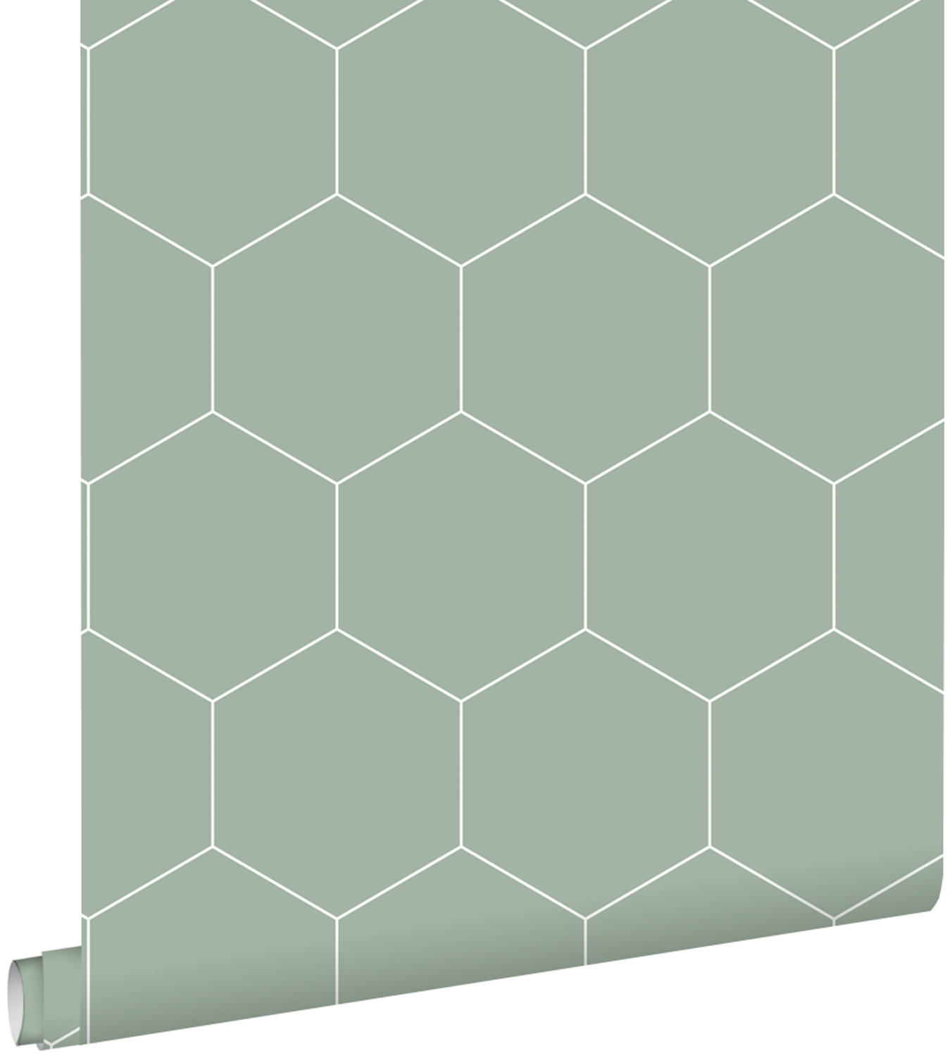 TAPETE Wabenmuster 53 cm x 10.05 m - Grün, Papier (53/1000cm) - ESTAhome