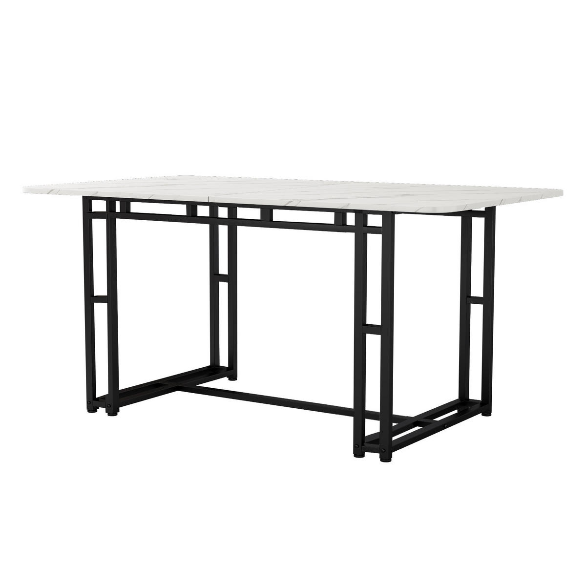 ESSTISCH 120/70 cm schwarz mit Metallbeinen luxuriös - Weiß, Holzwerkstoff (120/70/74cm) - OKWISH