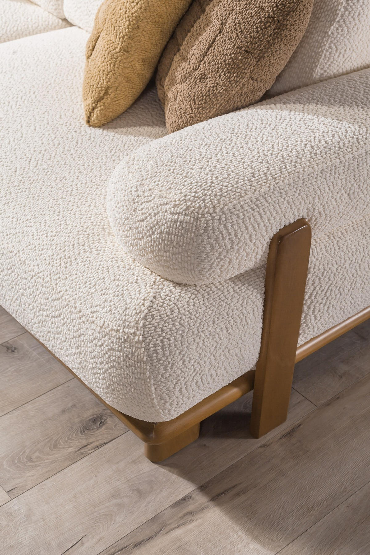 SITZGARNITUR Bully Creme Stellvariante:3+3+1 - Creme, Holz/Textil (230/85/100cm) - Villa Möbel