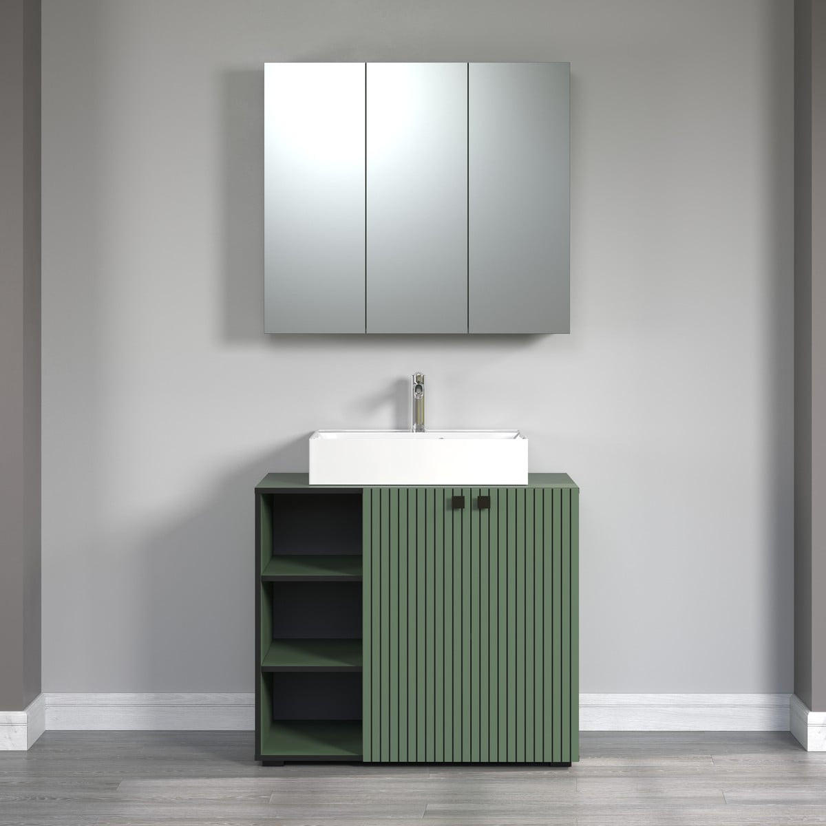 SPIEGELSCHRANK PureBliss Grün - Grün, Holzwerkstoff (90/80/20cm) - Trendteam