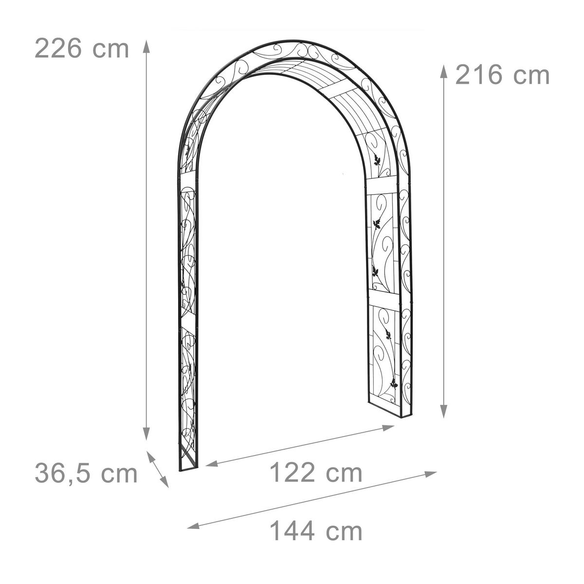 ROSENBOGEN - Schwarz, Metall (144/226/36.5cm) - Relaxdays