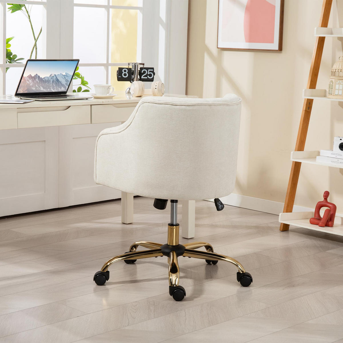 BÜROSTUHL Polyester Schaumstoff Beige - Beige, Kunststoff (52/81/54cm) - HOMCOM